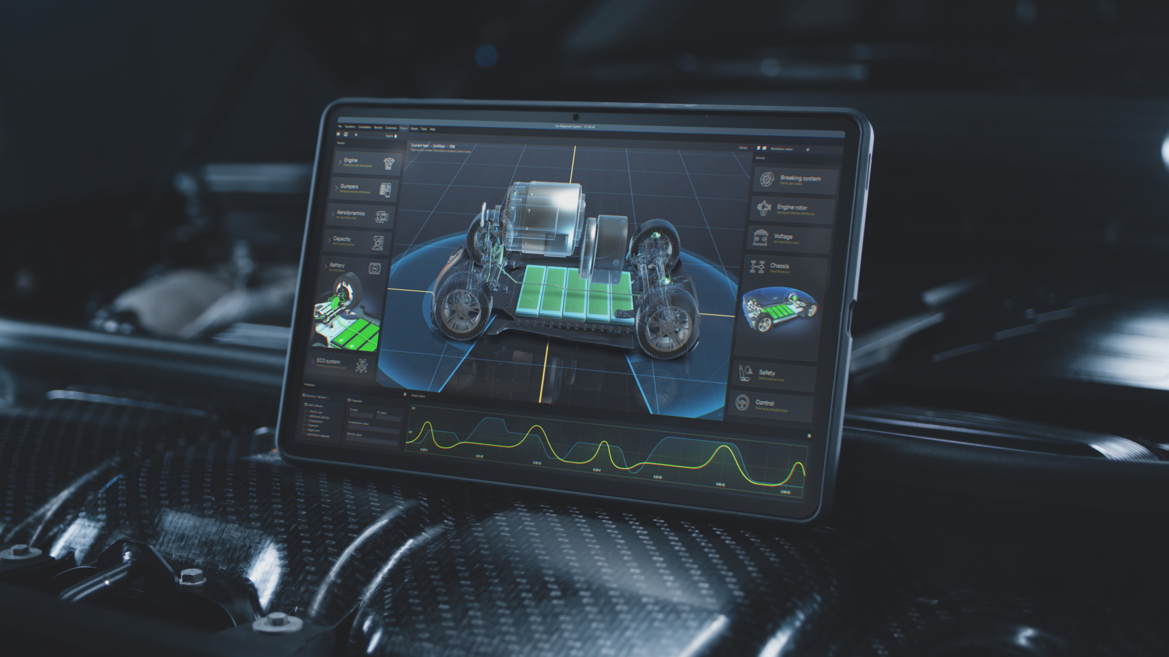 Engineer using digital diagnostic tools to analyse automotive software components for ASPICE process improvement and compliance