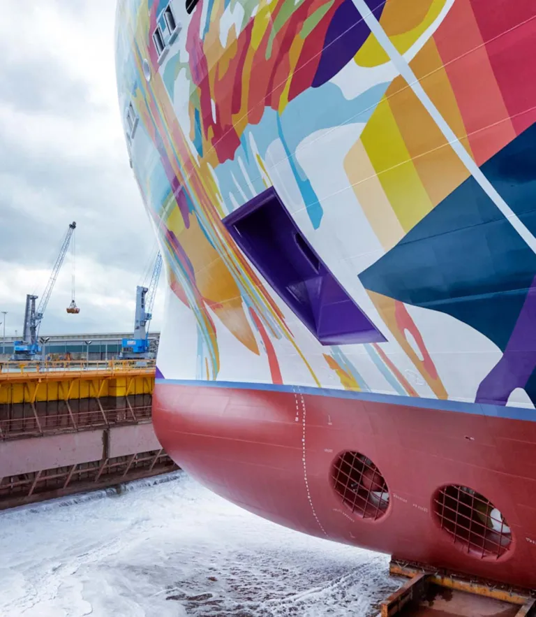 Bow of Norwegian Aqua during float out