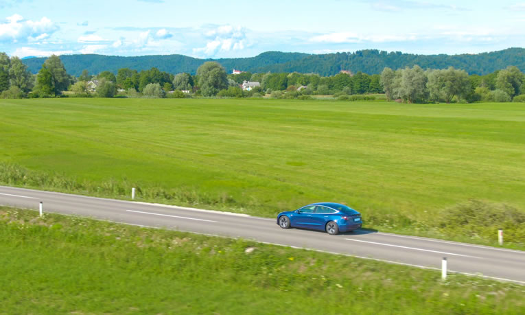Tesla car on road