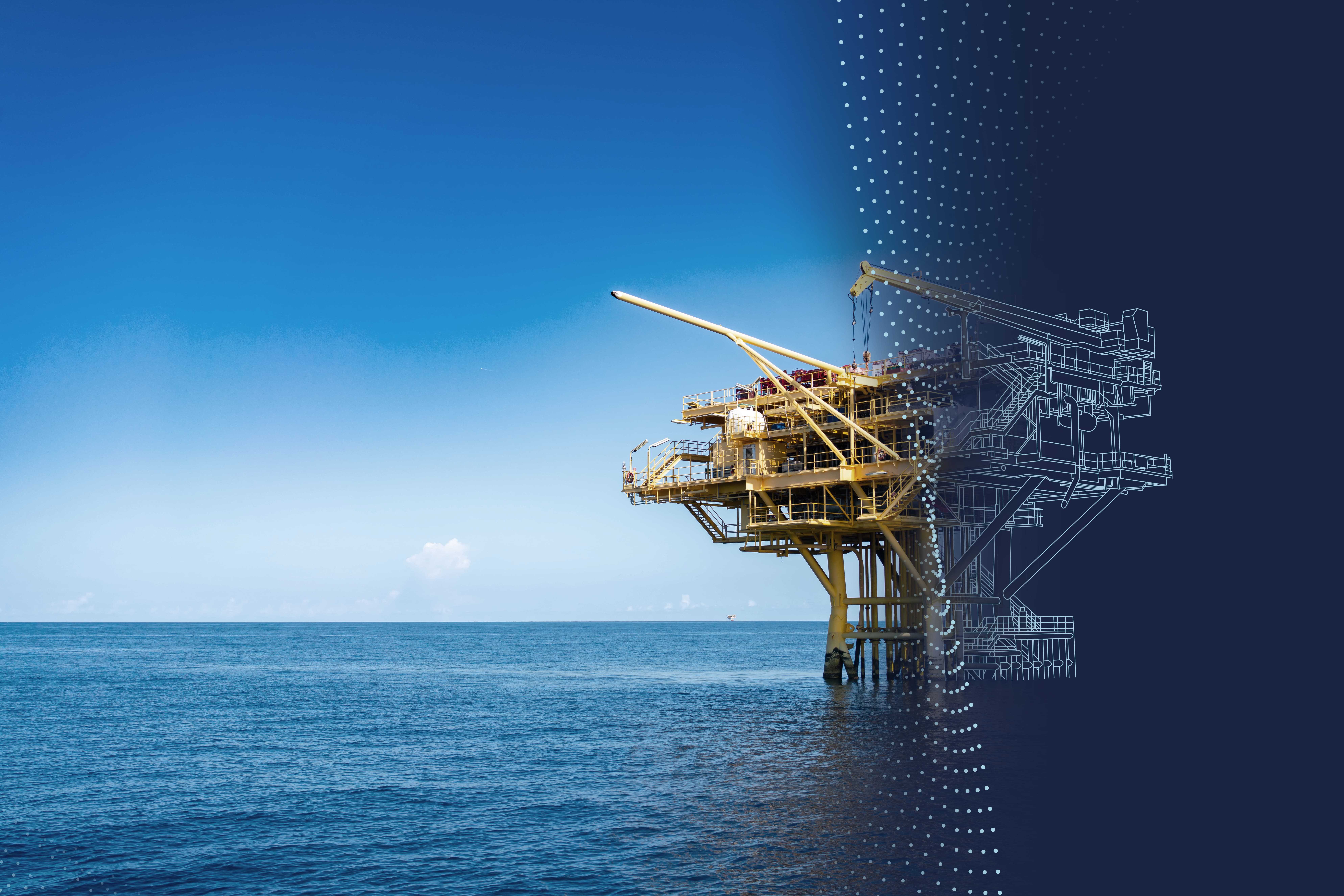 offshore rig with blue skyline