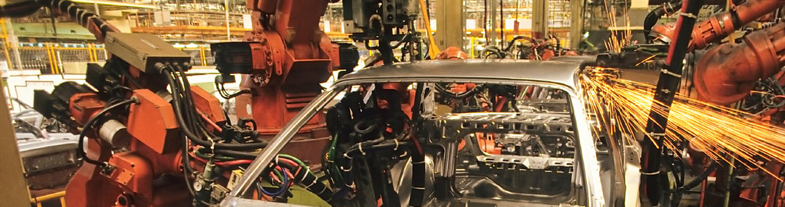 Robots welding car