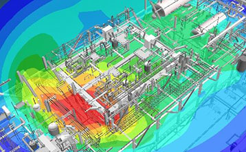 Screenshot from KFX software, showing temperature contours in 3D