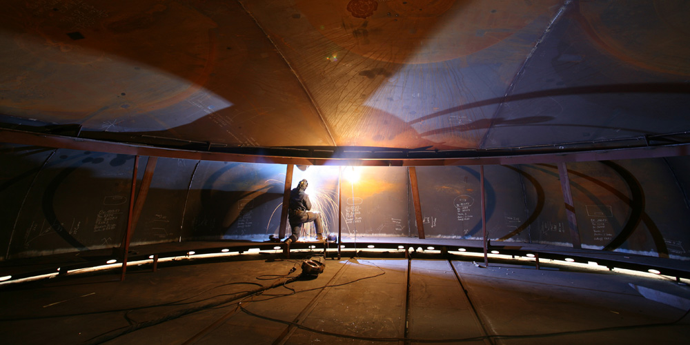 Worker in tank
